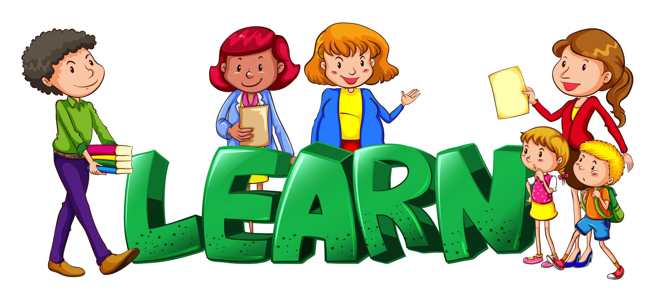 Font design for word learn with teachers and students 430501 Vector Art