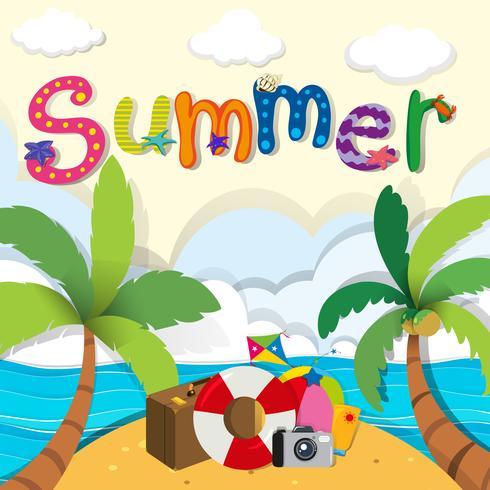 Summer theme with beach objects vector