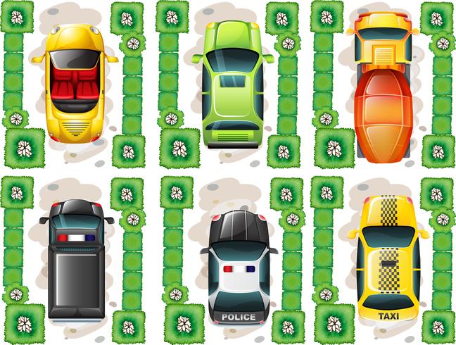 Different types of cars from topview vector