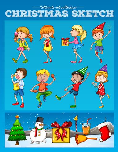 People and christmas time vector