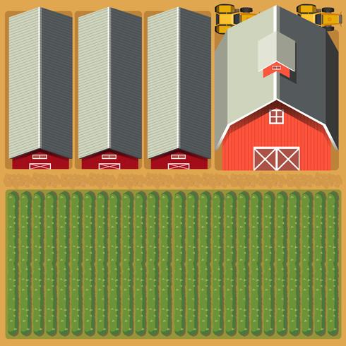 Vista aérea de tierras de cultivo y cultivos. vector