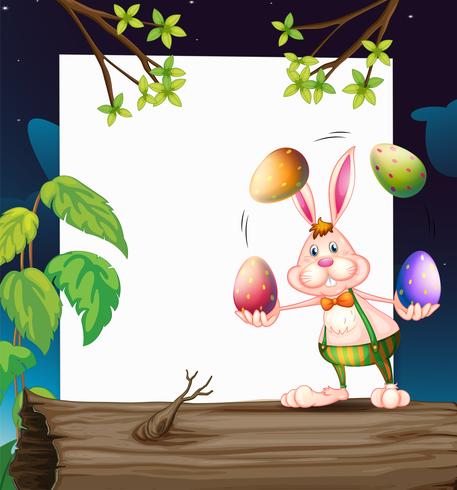 An empty template with a bunny juggling the eggs vector
