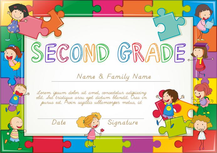 Certificate template for second grade students vector