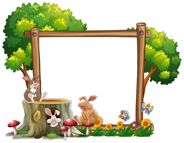 Border template with two bunnies vector