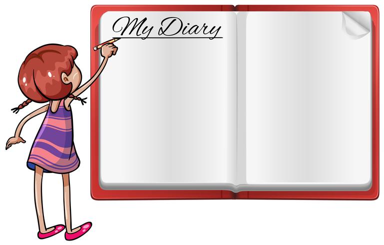 Girl writing in diary vector