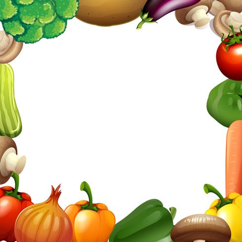 Diseño de borde con verduras mixtas. vector