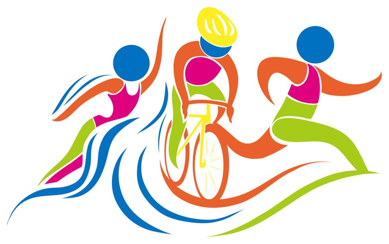 Icono de triatlón en colores. vector