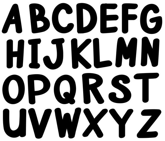 English alphabet in black color vector