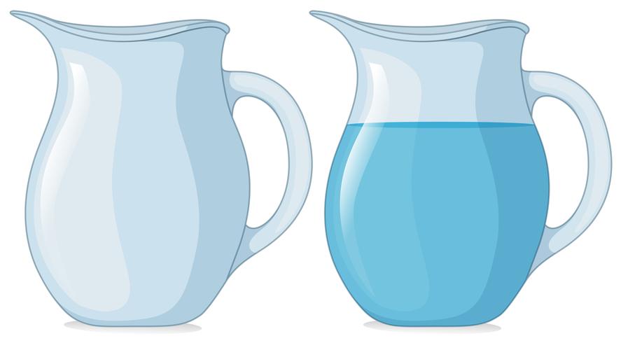 Two jars with and without water vector