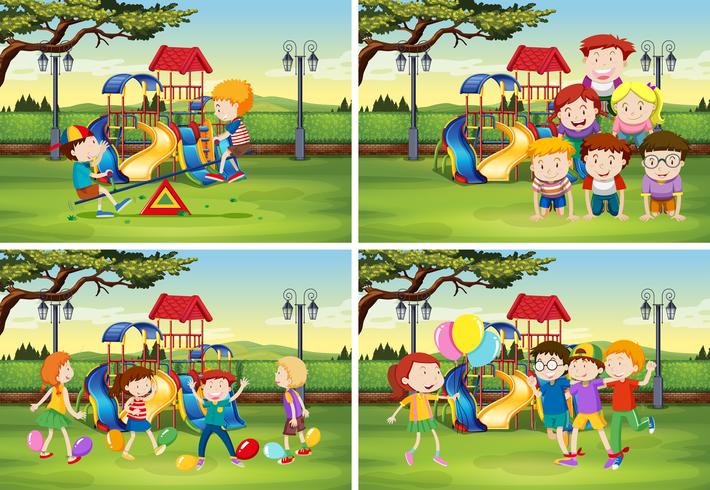 Children playing in the park vector