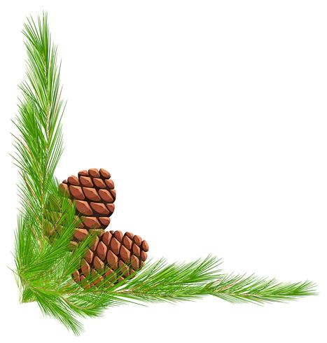 Border template with pinecones and leaves vector