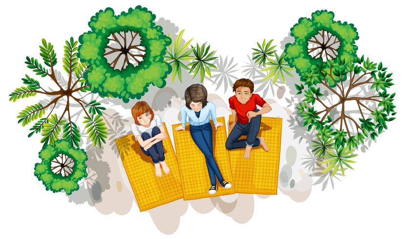 A topview of the people at the park vector
