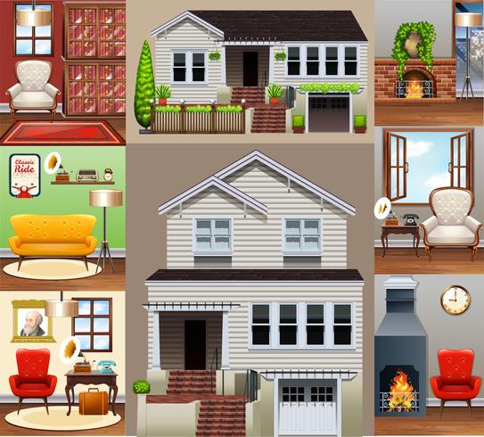 House and rooms in the house vector