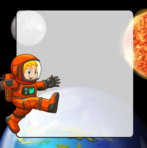 Border design with astronaut in space vector