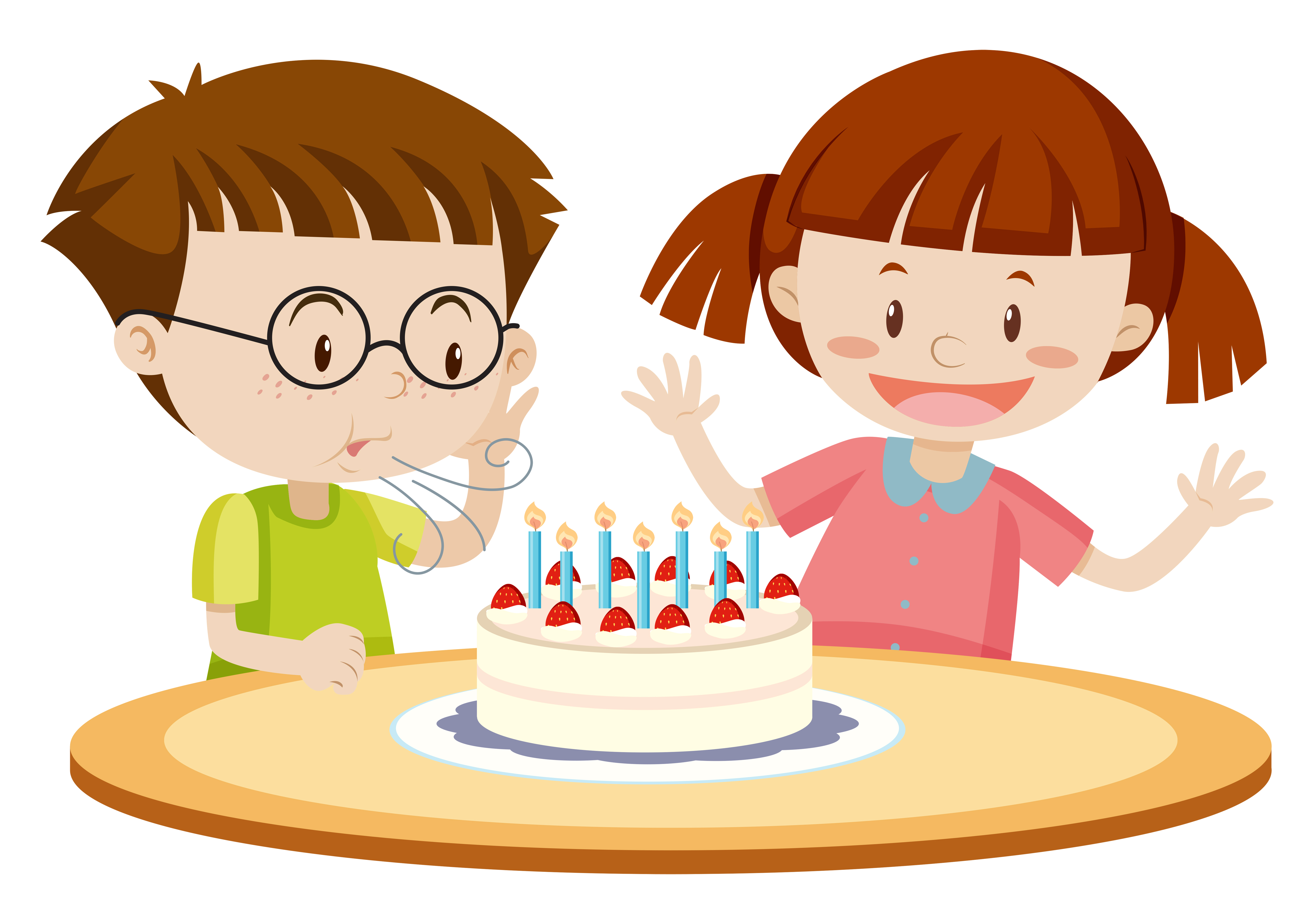 Kids blowing cake on birthday 430792 Vector Art at Vecteezy