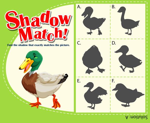 Juego de juego de sombras con pato vector