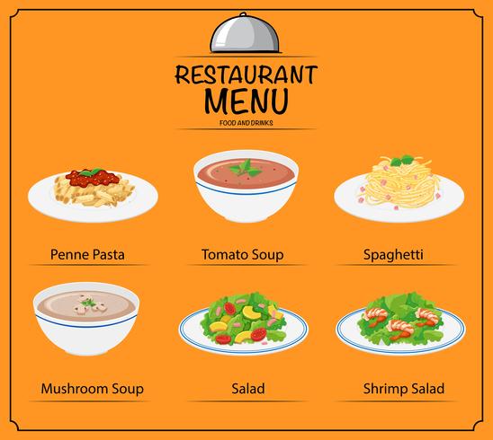 Different dish on menu vector