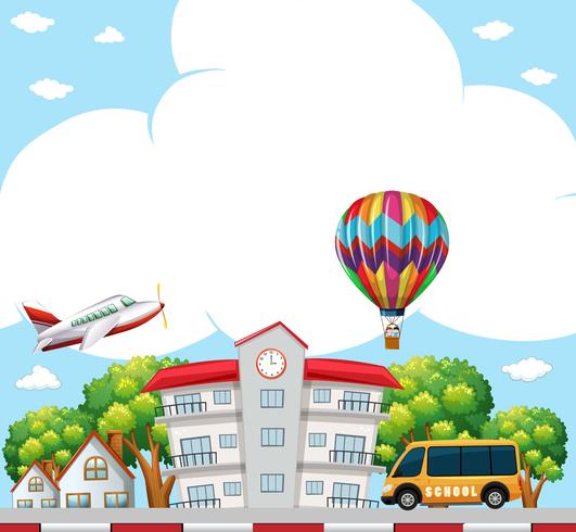 Background scene with school in neighborhood vector