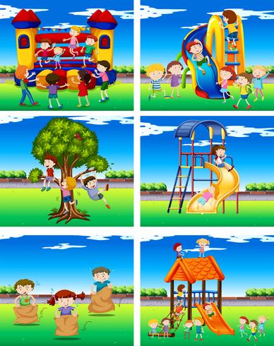 Children playing in playground vector