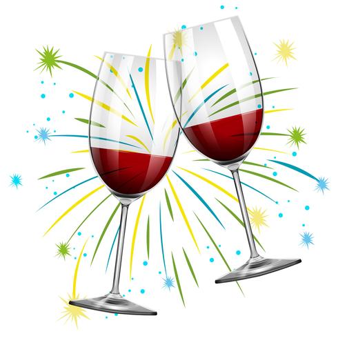 Two glasses with red wine vector