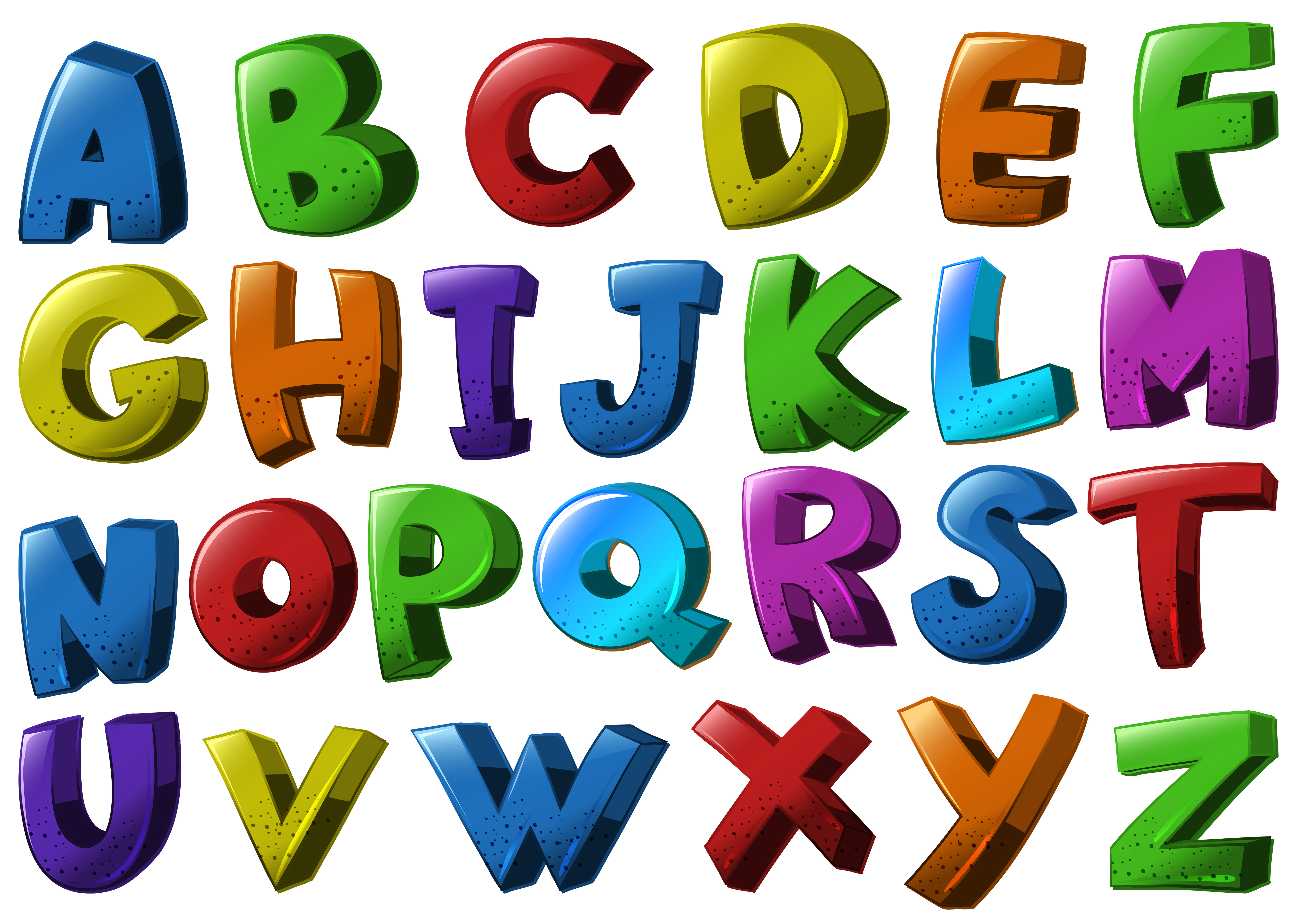 English alphabet fonts in different colors 430823 Vector Art at Vecteezy