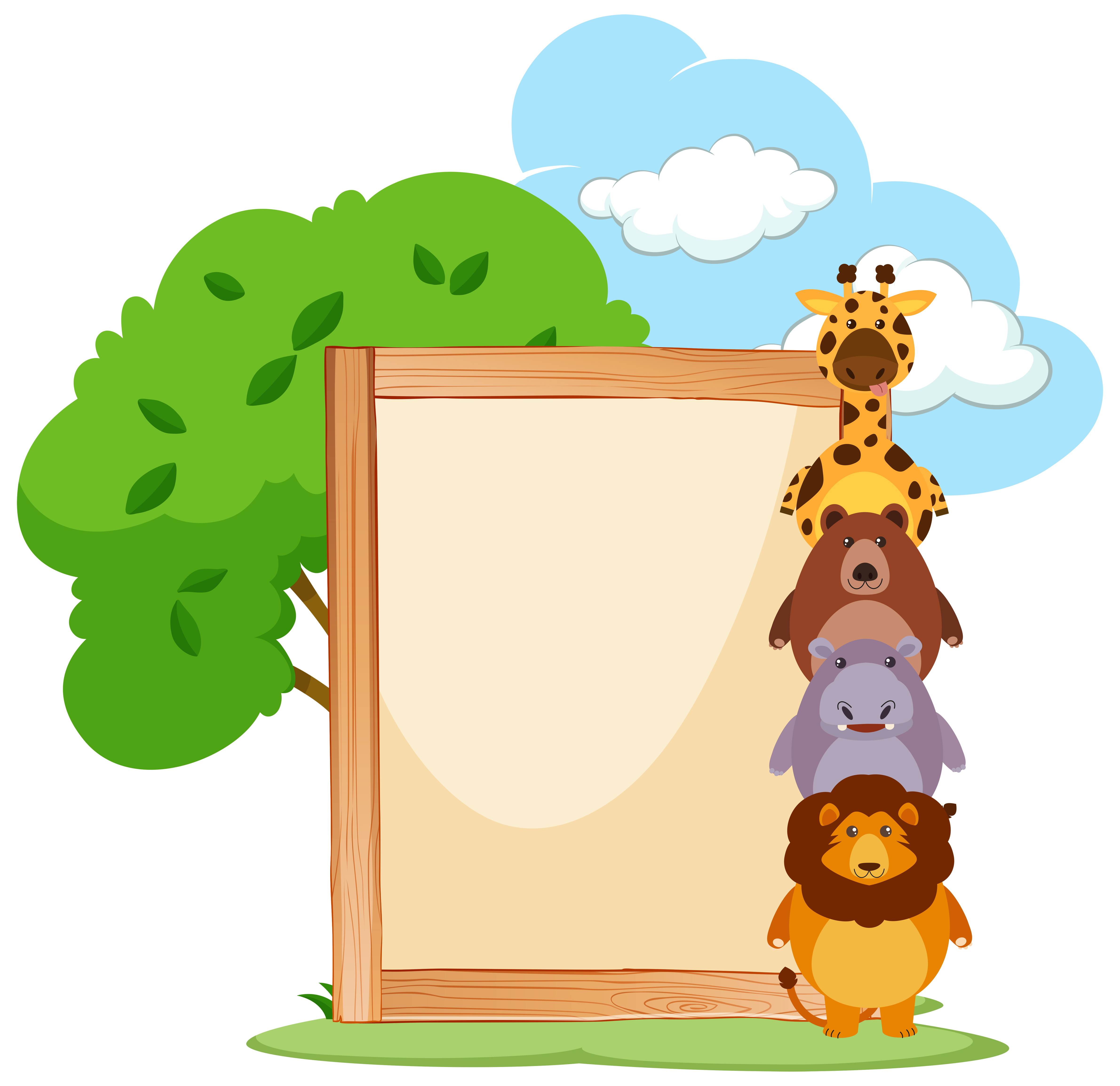 Wooden frame with cute animals on the side 430845 Vector Art at Vecteezy