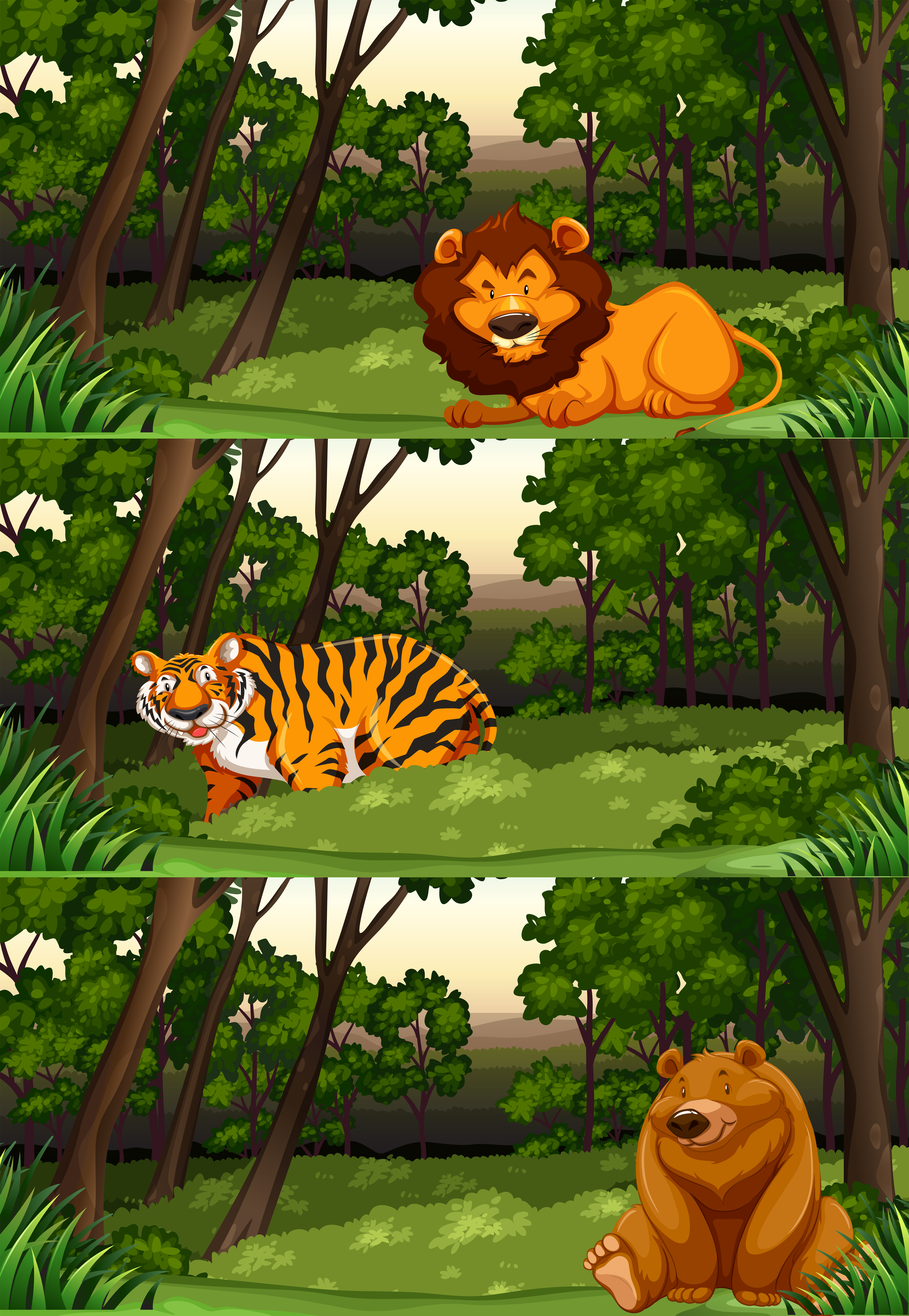 Wild animals in the jungle 430877 Vector Art at Vecteezy