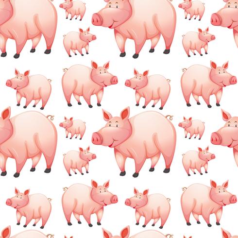 Seamless background with farm pigs vector