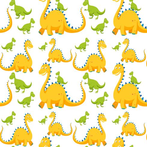 Fondo transparente con dinosaurios amarillos y verdes vector