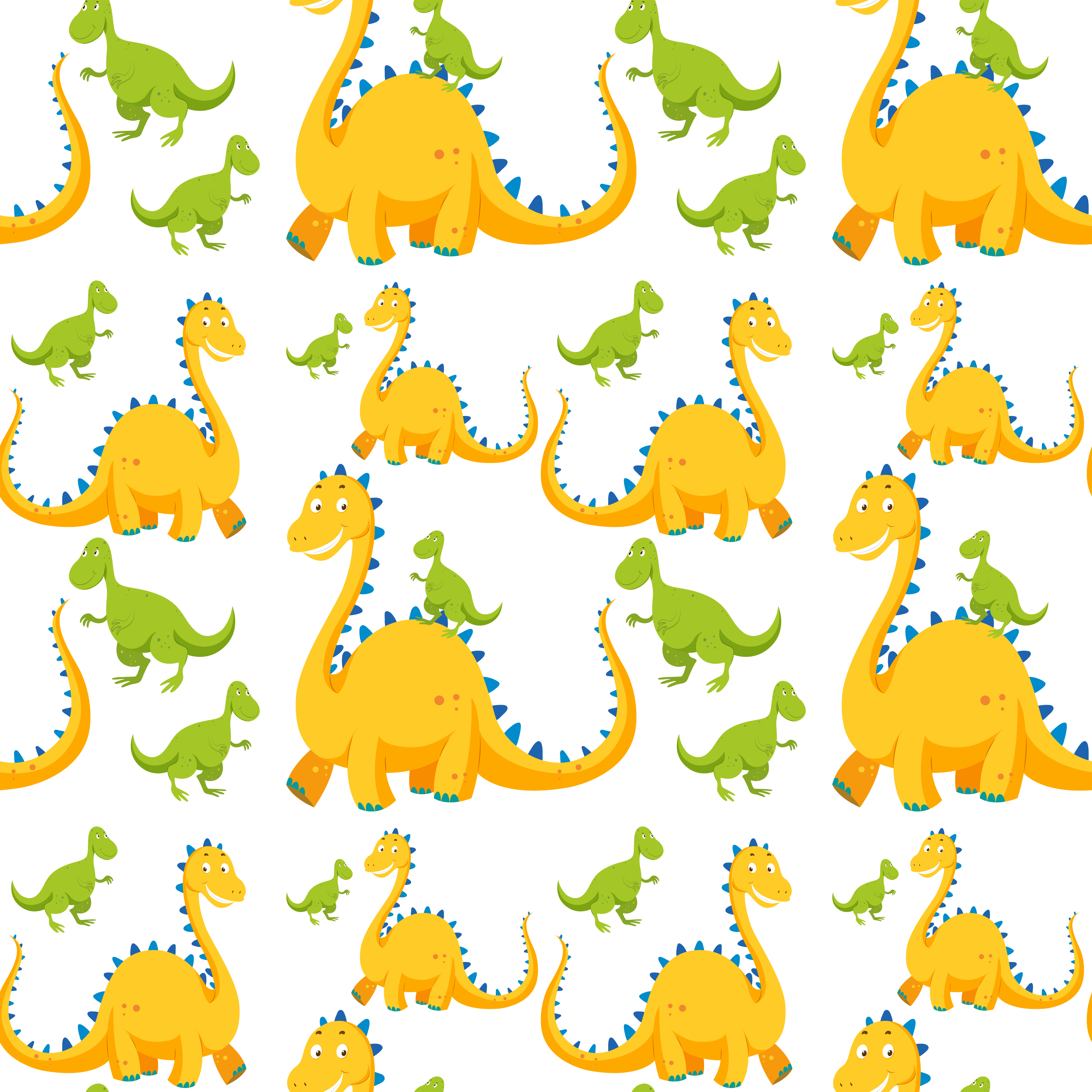Seamless background with yellow and green dinosaurs 430893 Vector Art