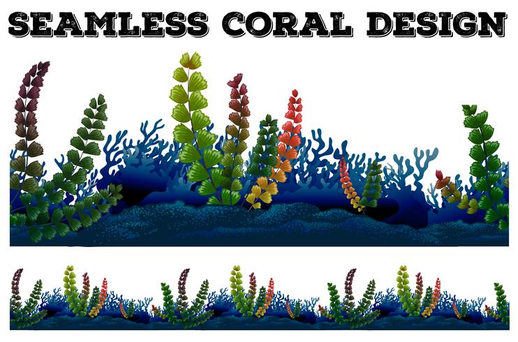 Seamless background with coral and seaweeds vector