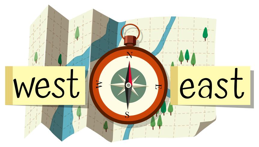 Map and compass for direction vector