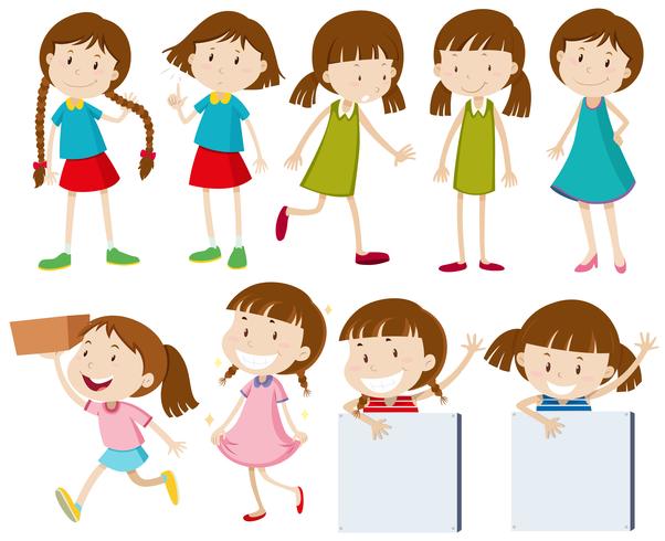 Girls doing different actions vector