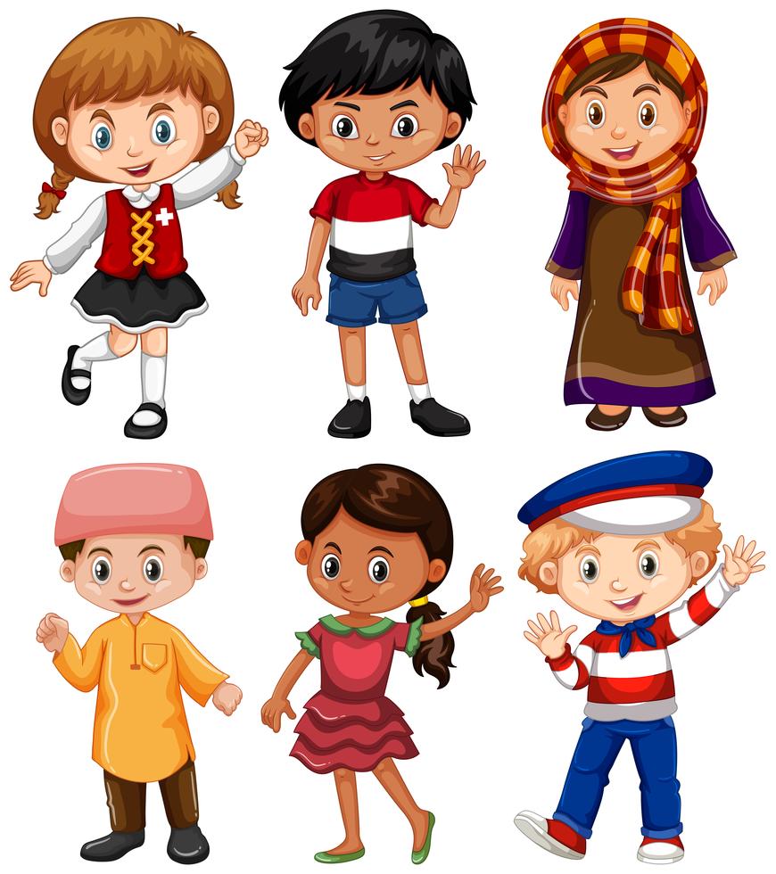 Dzieci Z Różnych Stron świata Ilustracje Boys and girls from different countries 430918 Vector Art at Vecteezy