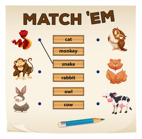 Matching game with animals vector