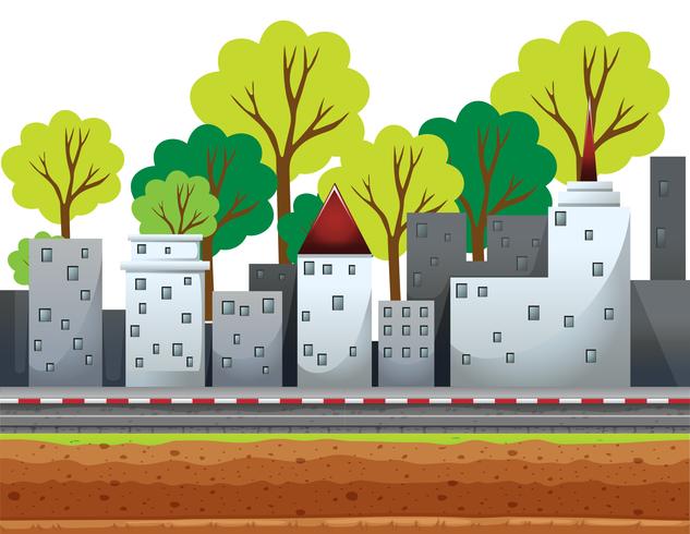 City buildings along the road vector