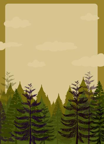 Diseño de borde con bosque de pinos. vector