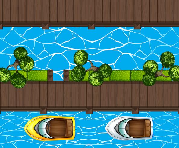Top view of boats parking at the pier vector