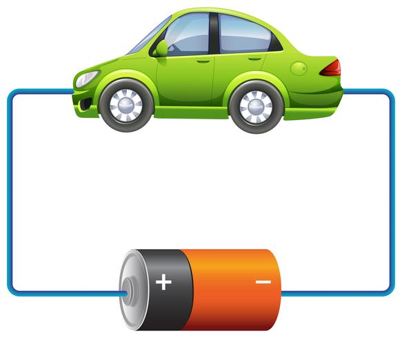 Frame design with car and battery vector