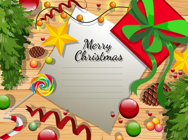 Merry christmas card with many ornaments vector