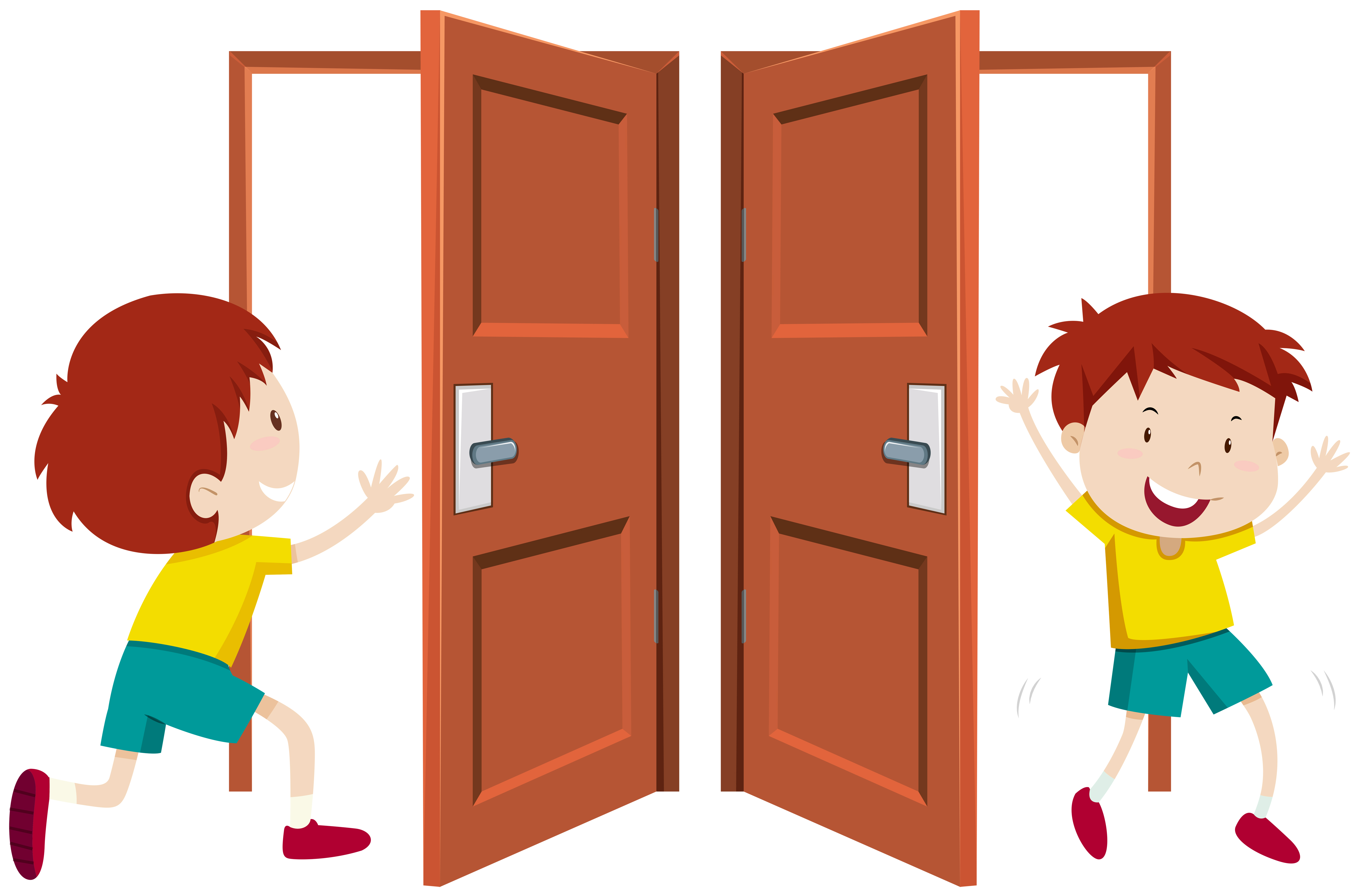 free download clipart of kids opening doors