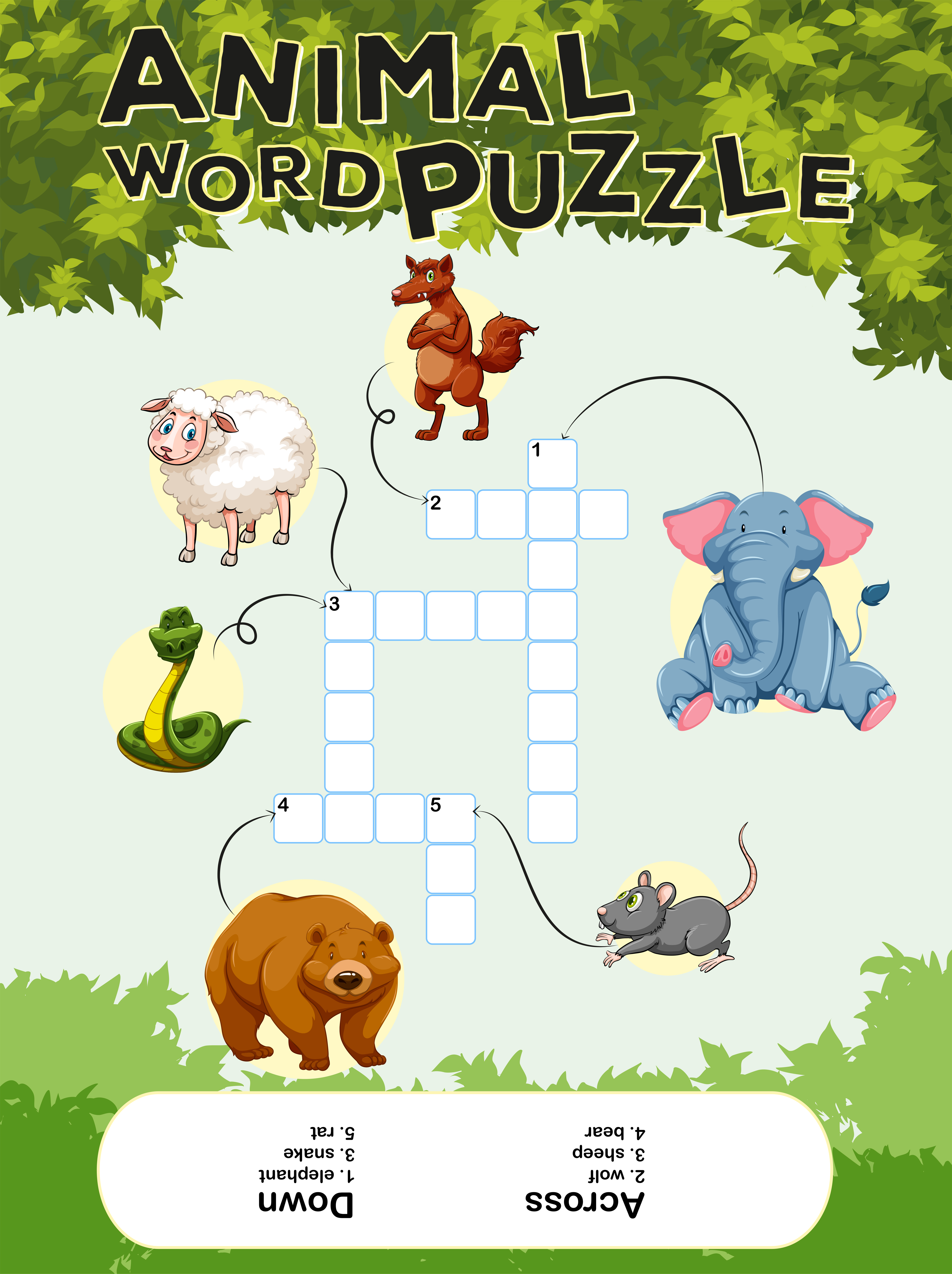 Crossword puzzle with many animals 431051 Vector Art at Vecteezy