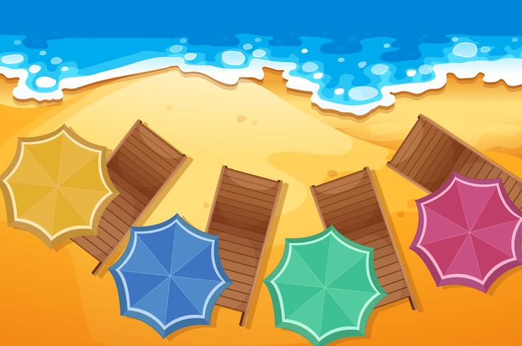 Scene with seats on the beach vector