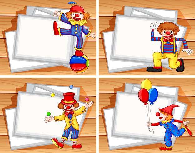 Border template with funny clowns vector