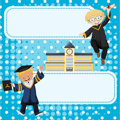 Banner template with kids in graduation gowns vector