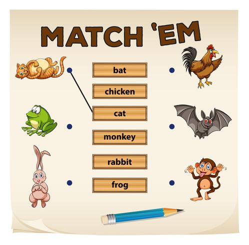 Matching game with many animals vector