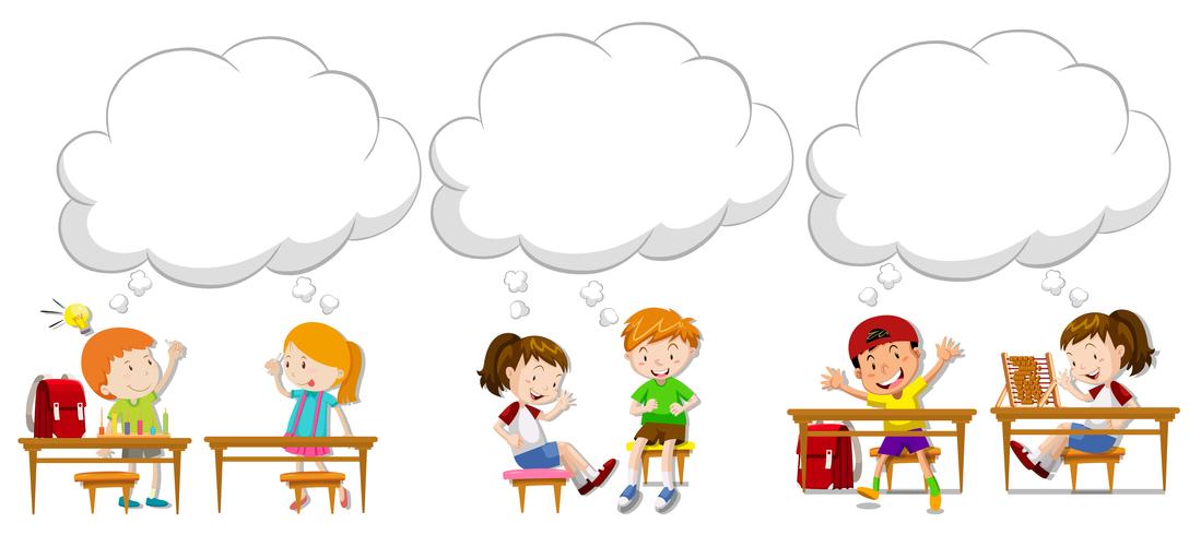 Children with blank speech bubbles vector