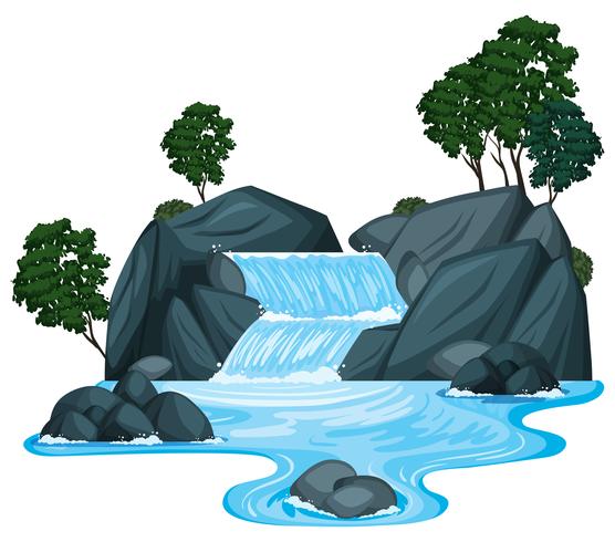 Scene with waterfall and river running down 431070 Vector Art at Vecteezy