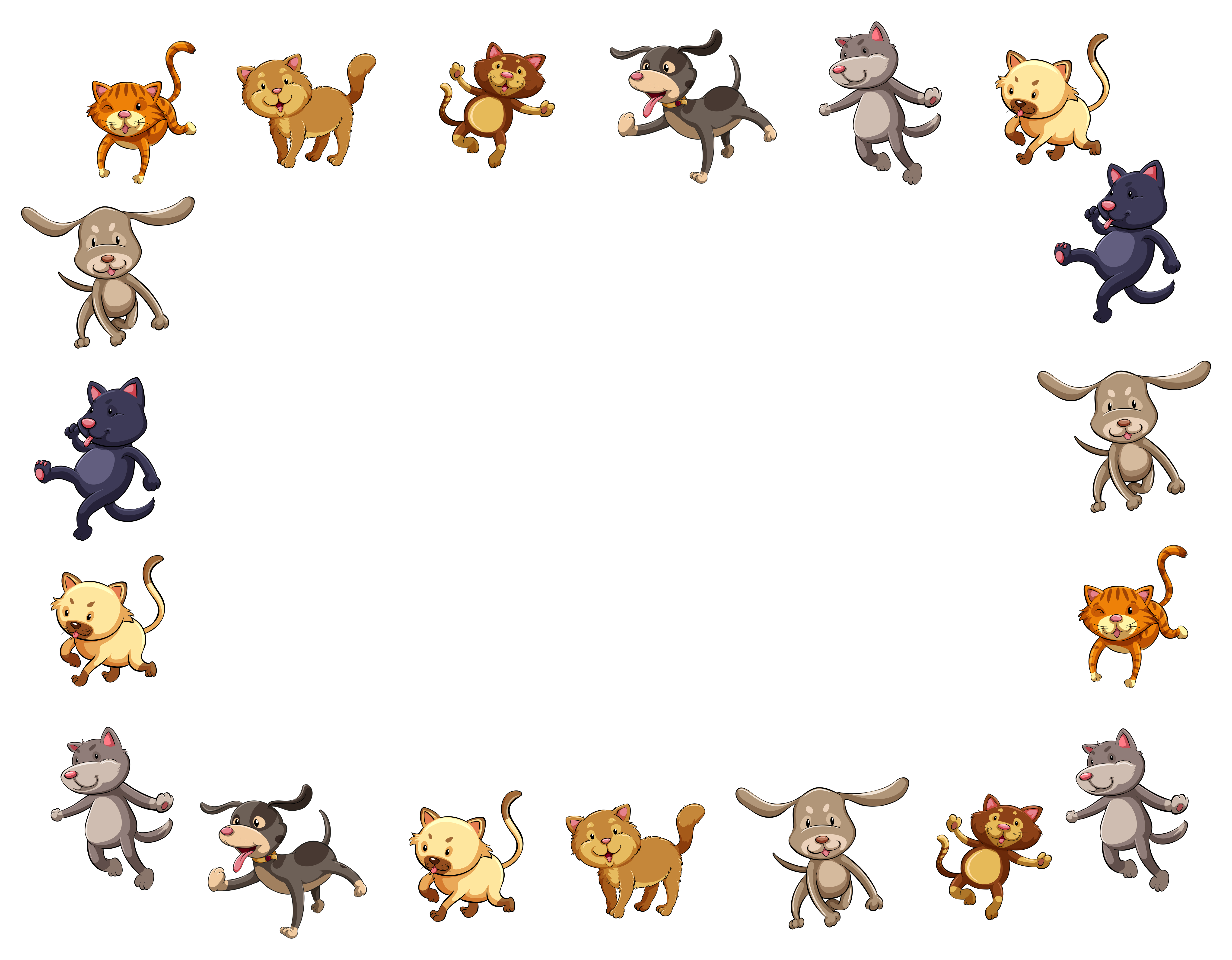 Border template with cute cats and dogs 431090 Vector Art at Vecteezy