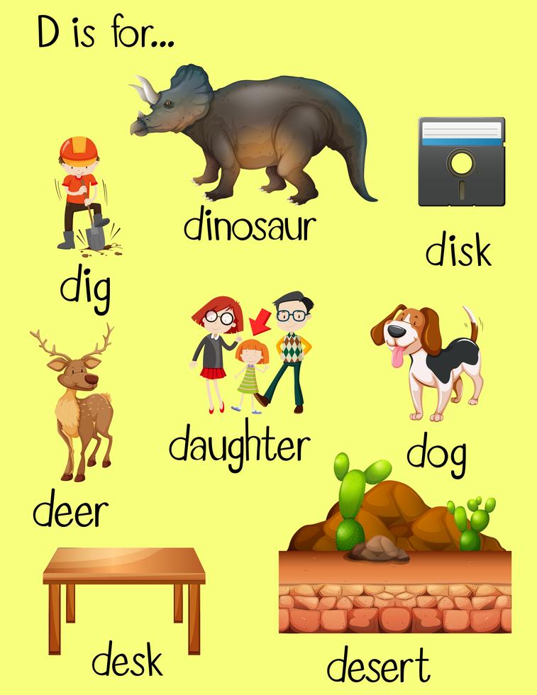 Many words for letter D - Download Free Vectors, Clipart Graphics